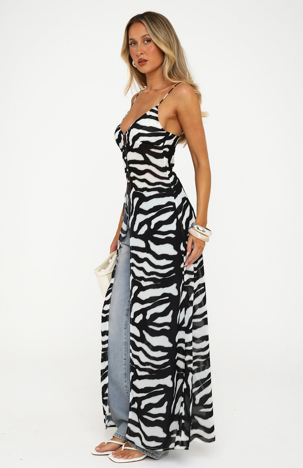 White Fox Clarisse Top Blurred Noir