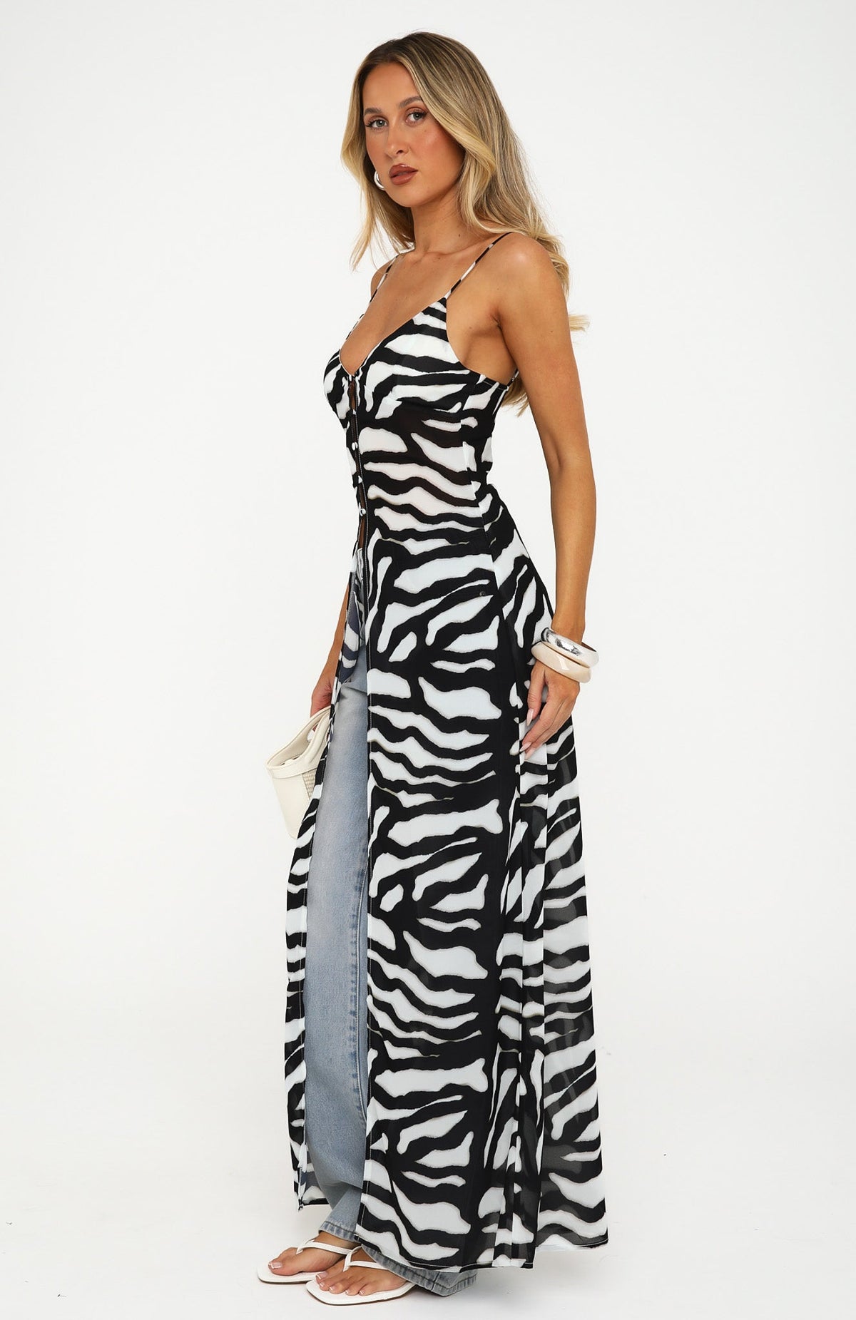 White Fox Clarisse Top Blurred Noir
