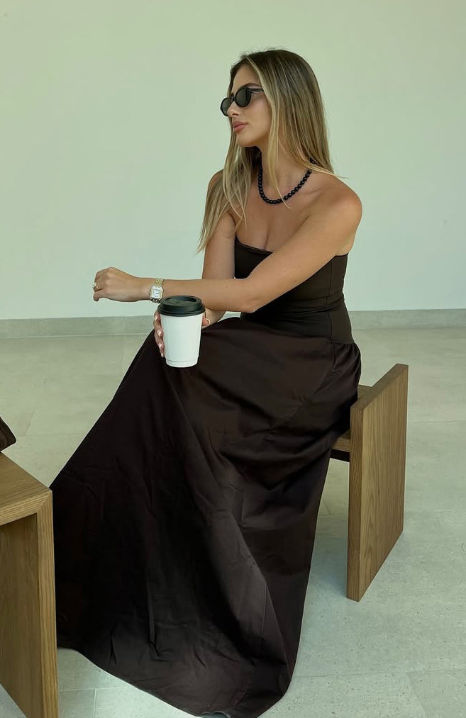 White Fox Take Back Maxi Dress Chocolate