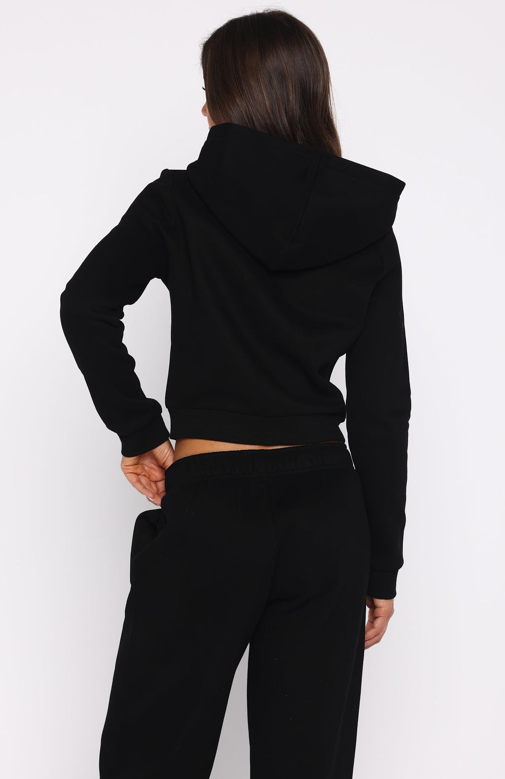 White Fox Comfy And Cute Slim Zip Front Hoodie Black