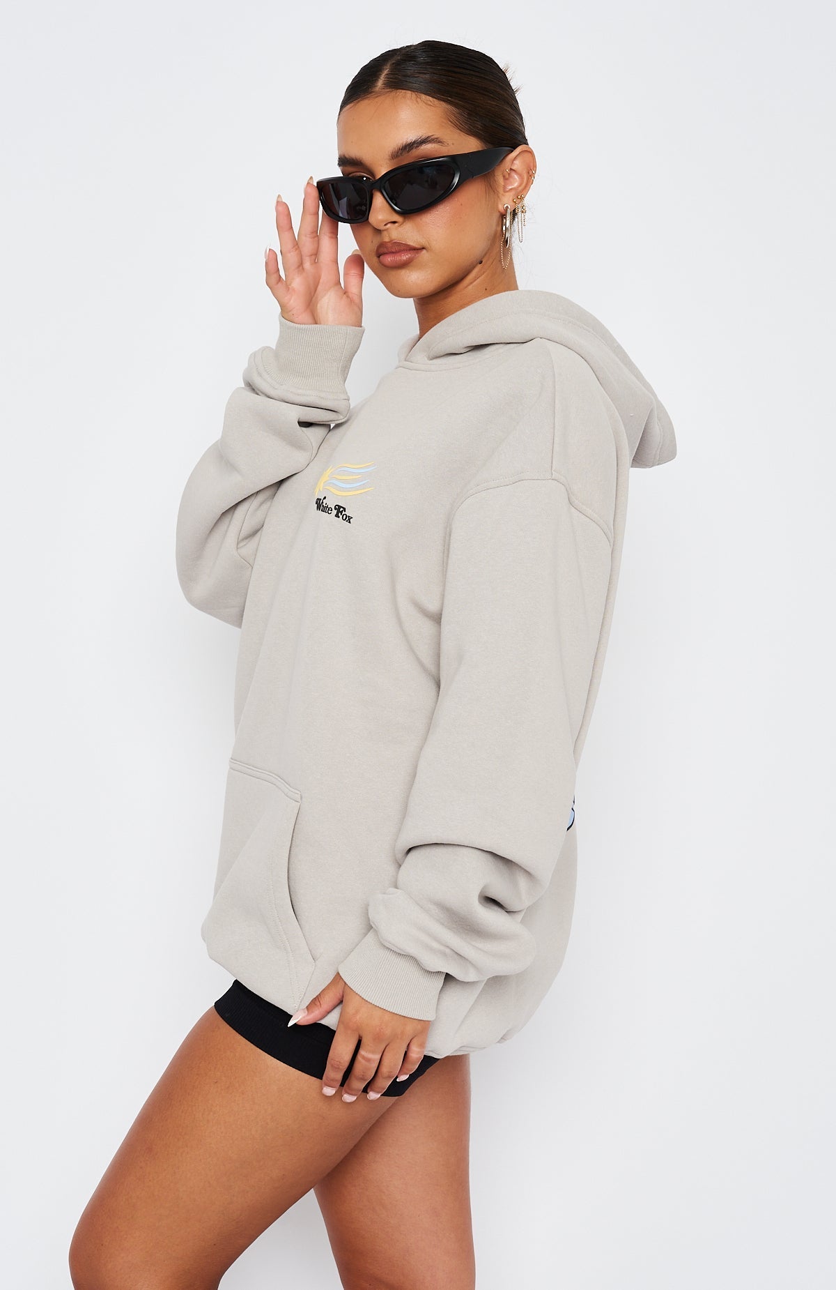 White Fox To The Moon Oversized Hoodie Lunar
