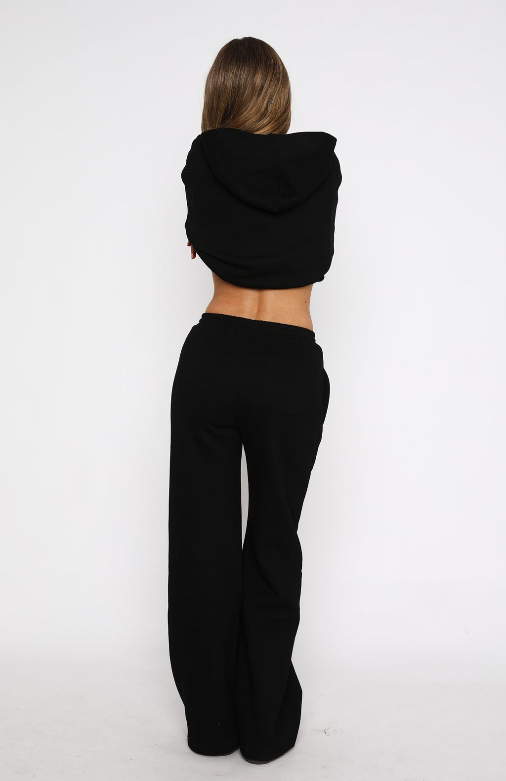 White Fox Match Your Words Wide Leg Sweatpants Black