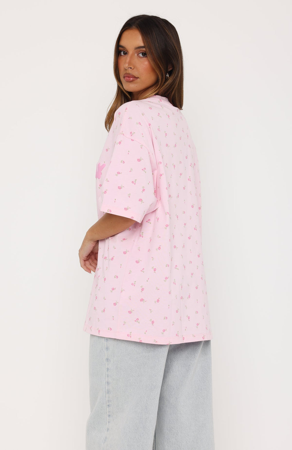 White Fox Offstage Printed Oversized Tee Posy Ditsy