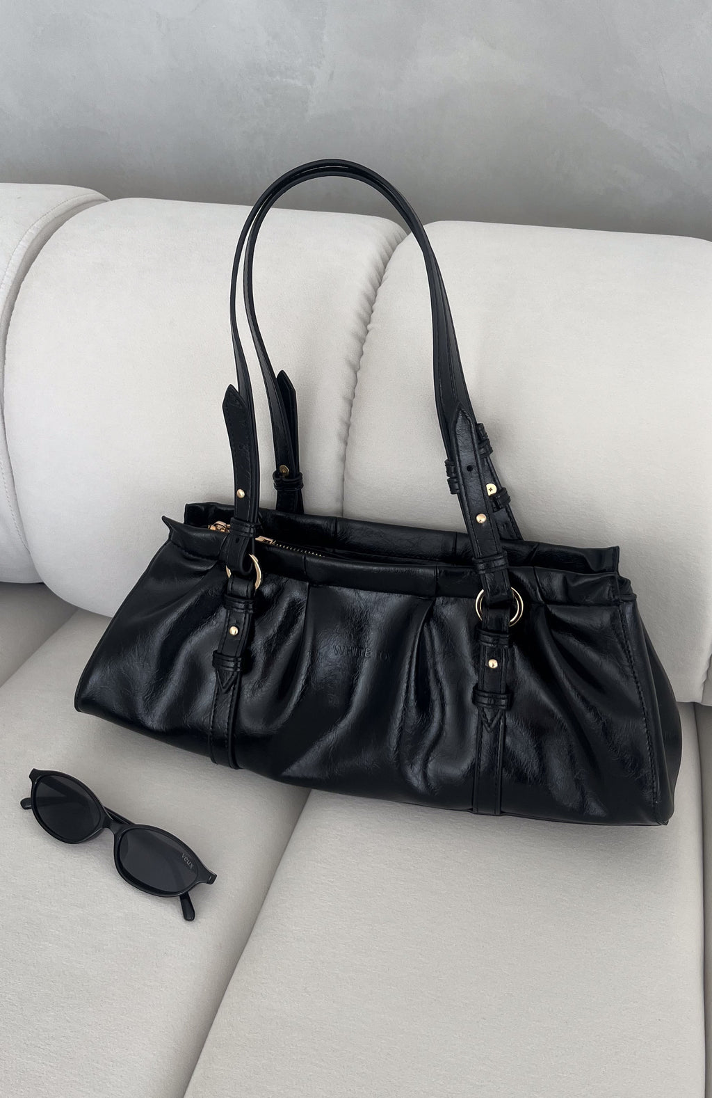 White Fox Aveline Shoulder Bag Black PU