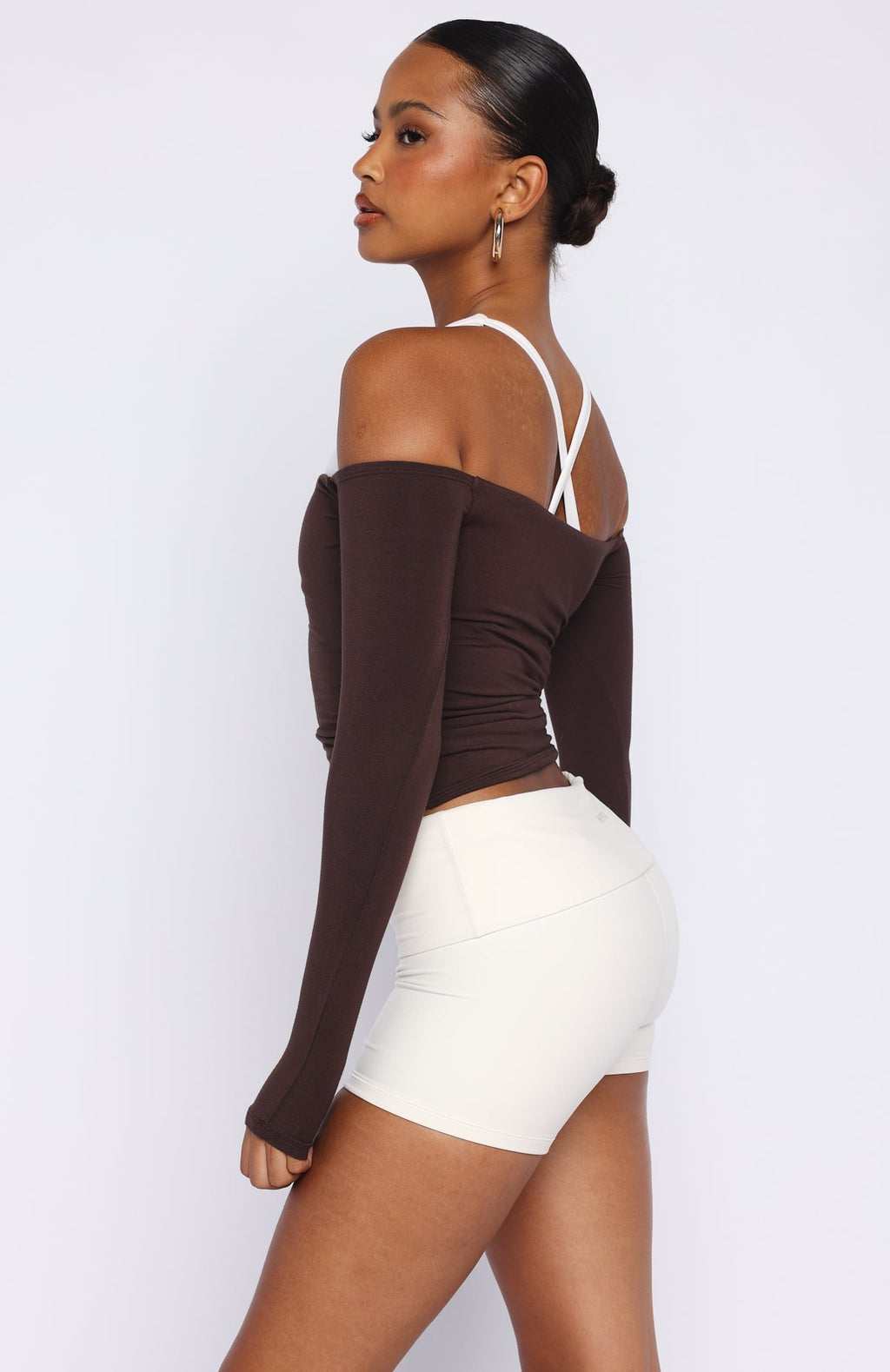 White Fox Mad For You Long Sleeve Top Dark Chocolate