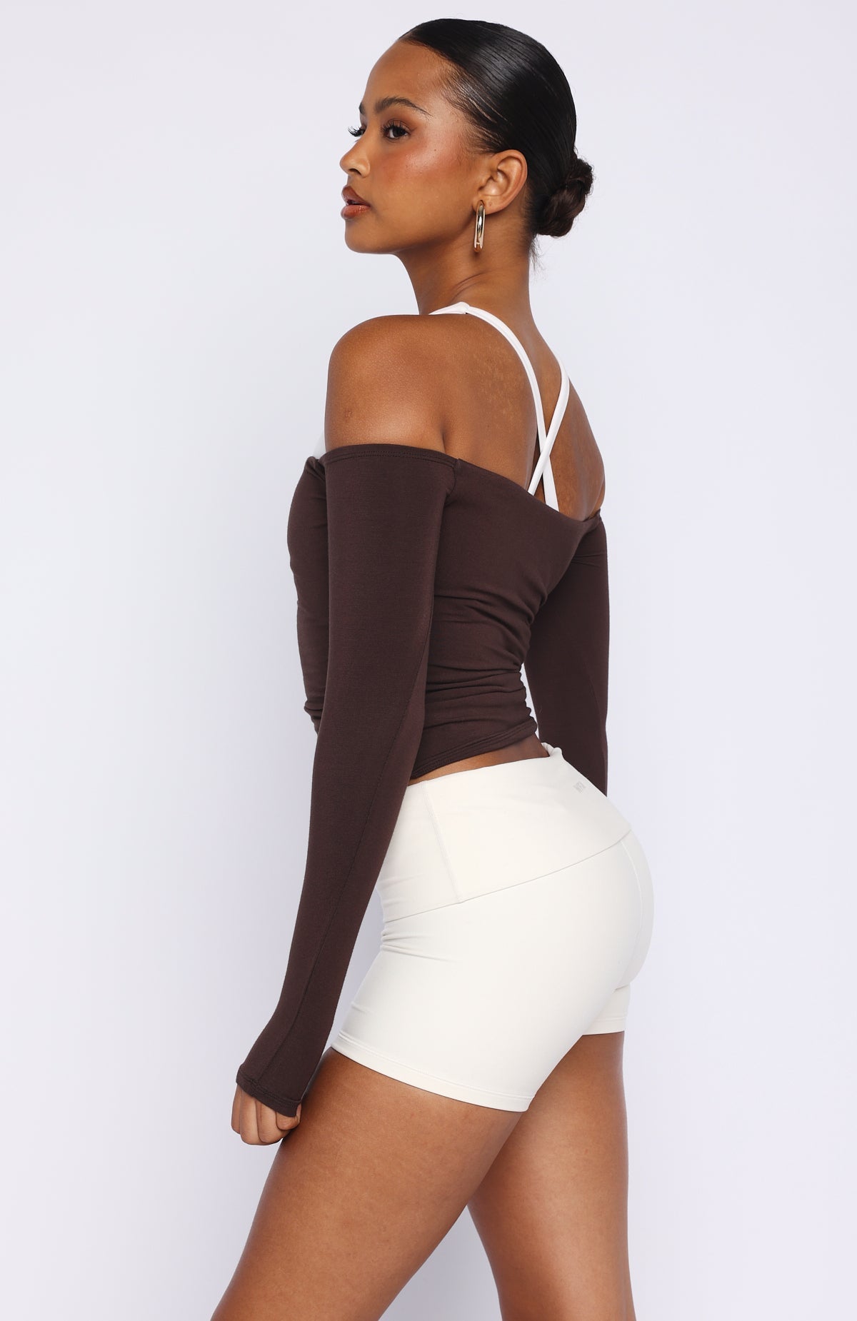 White Fox Mad For You Long Sleeve Top Dark Chocolate