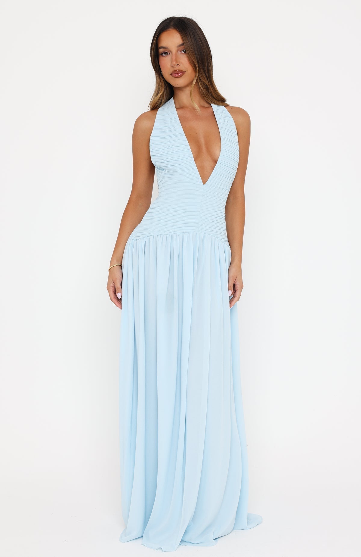 White Fox Dancing Dazzle Maxi Dress Baby Blue