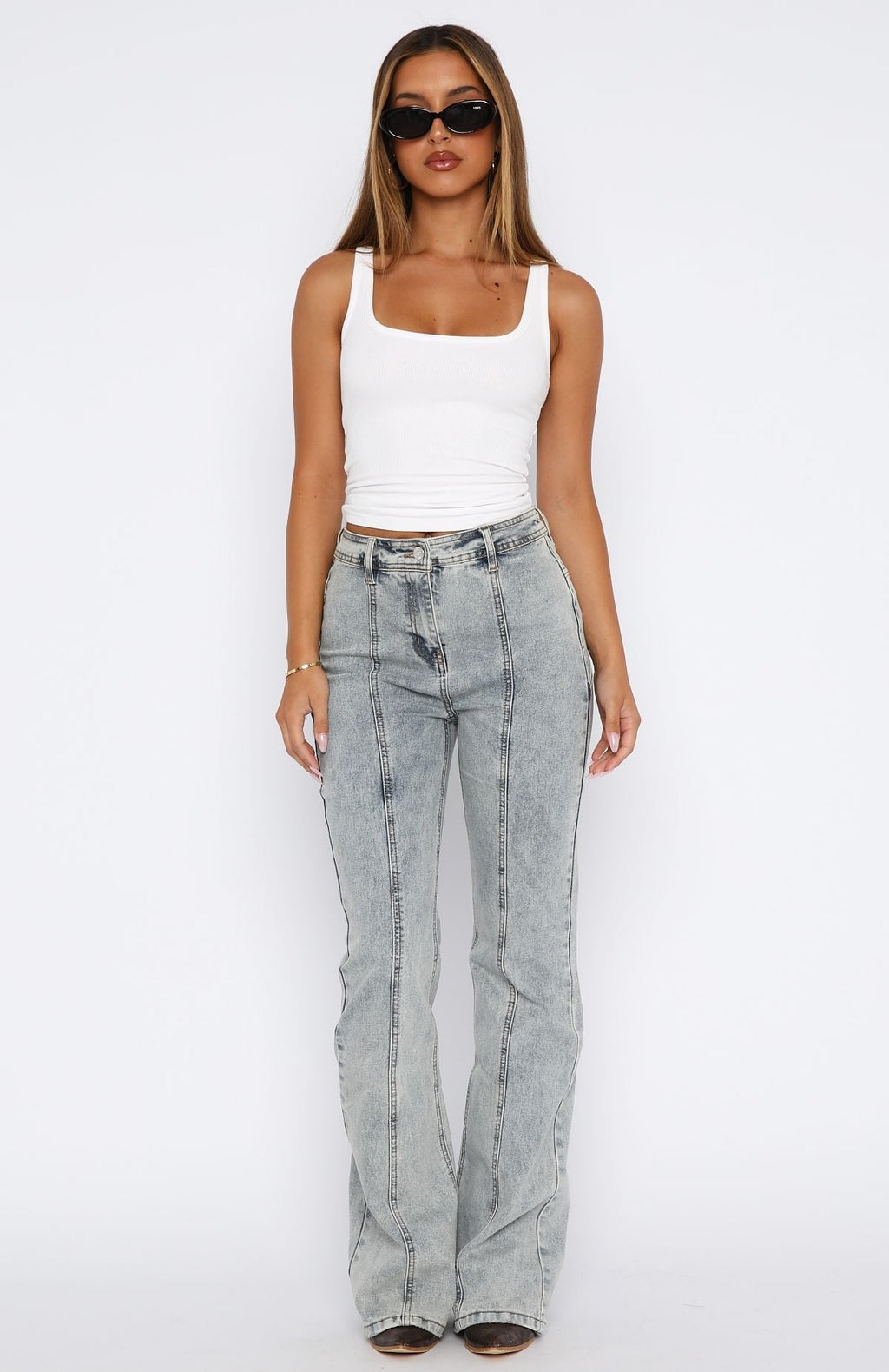 White Fox Zoe High Rise Bootleg Jeans Light Blue Acid