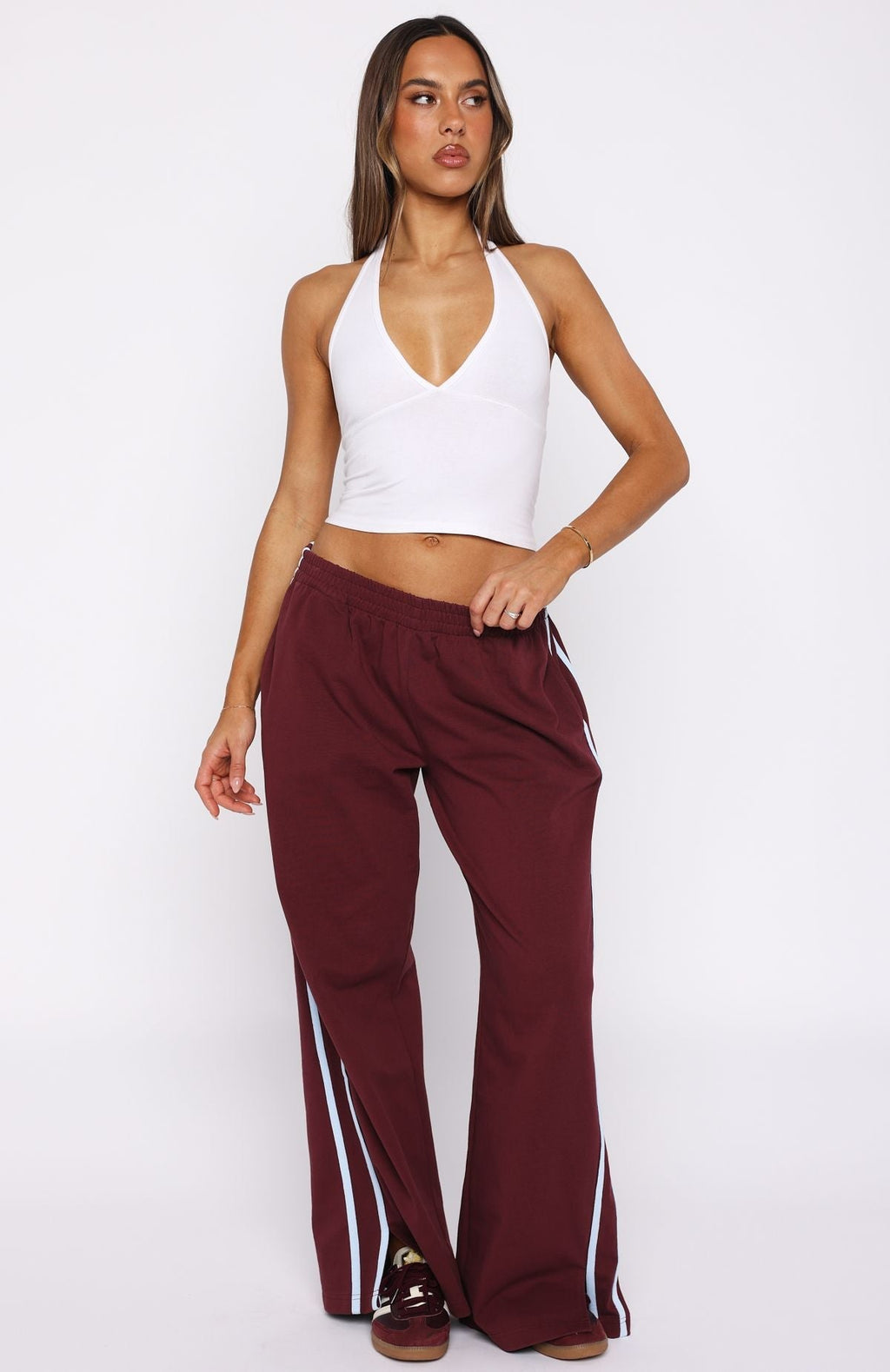 White Fox Make Me Promises Pants Burgundy