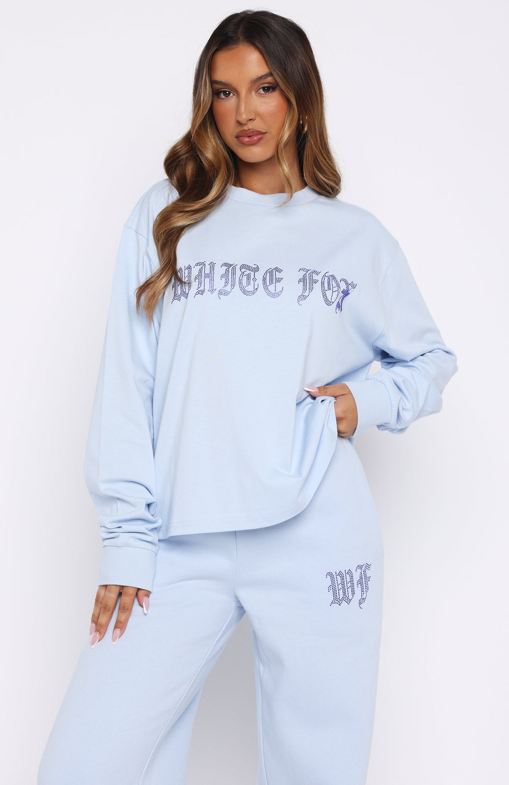 White Fox Lucky Ones Long Sleeve Tee Baby Blue