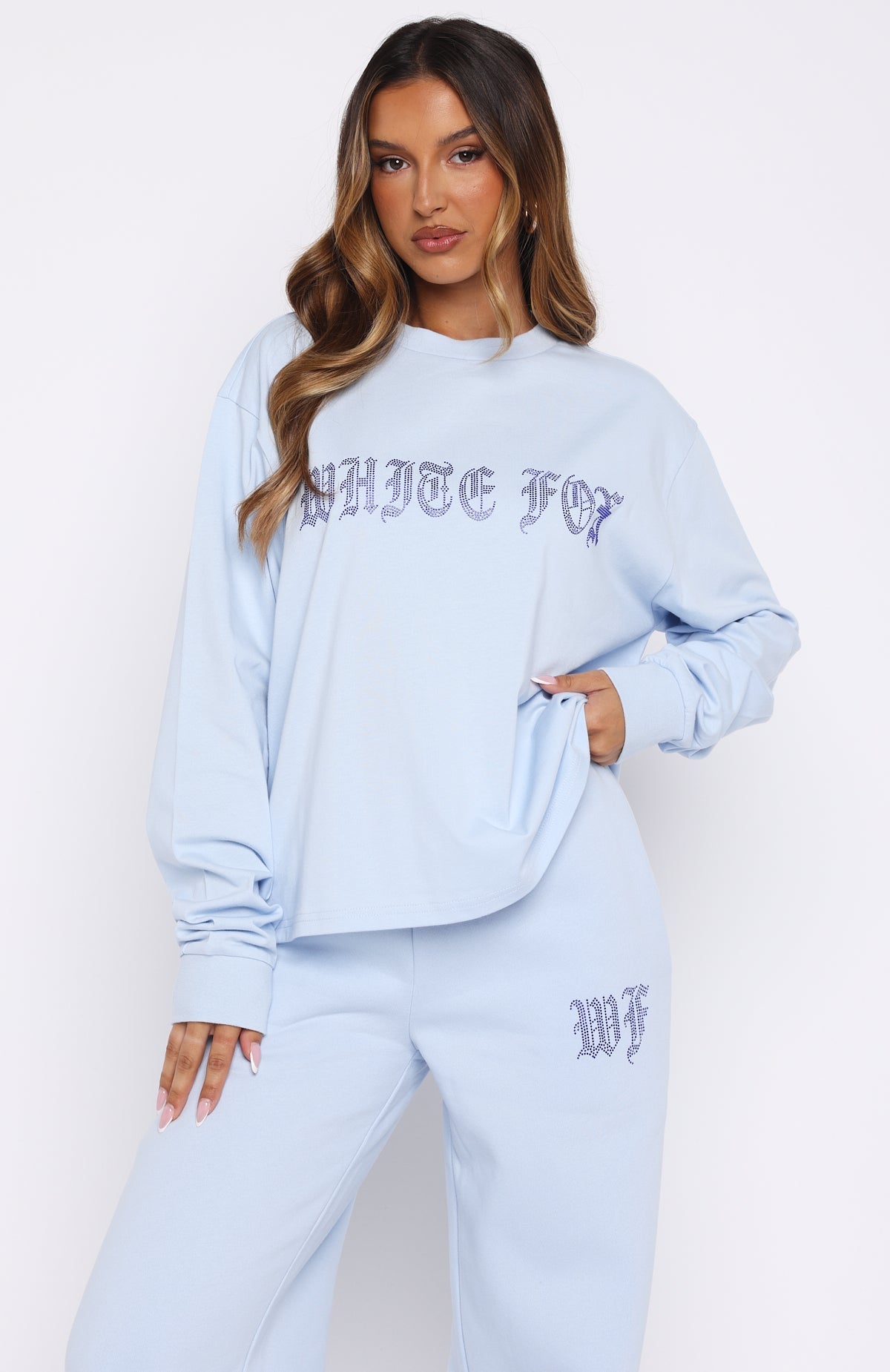 White Fox Lucky Ones Long Sleeve Tee Baby Blue