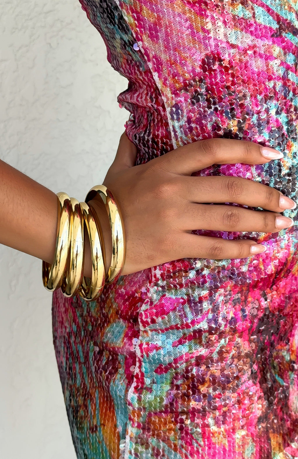White Fox Wilder Bangle Set Gold