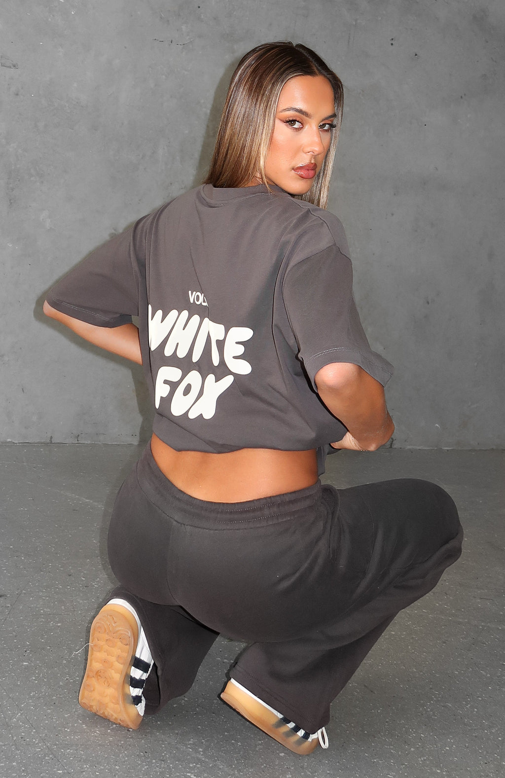 White Fox Offstage Back Graphic Oversized Tee Shadow