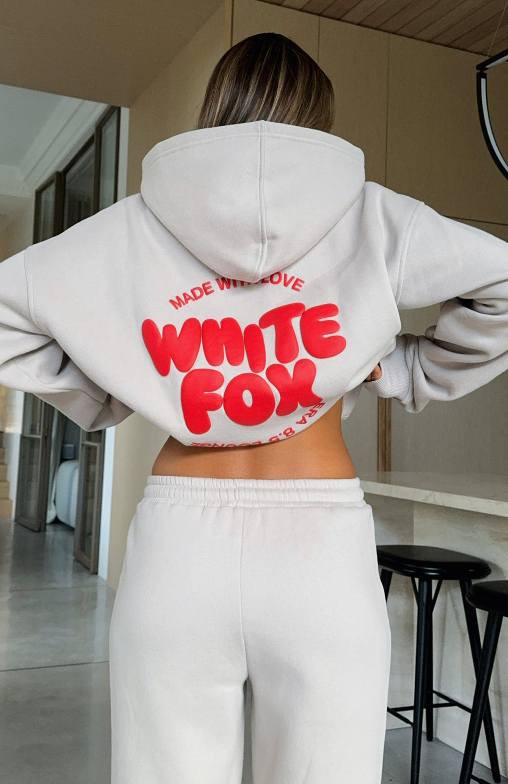 White Fox With Love For You Oversized Hoodie Moon
