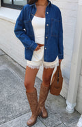 White Fox Freedom Of Love Denim Shirt Dark Blue