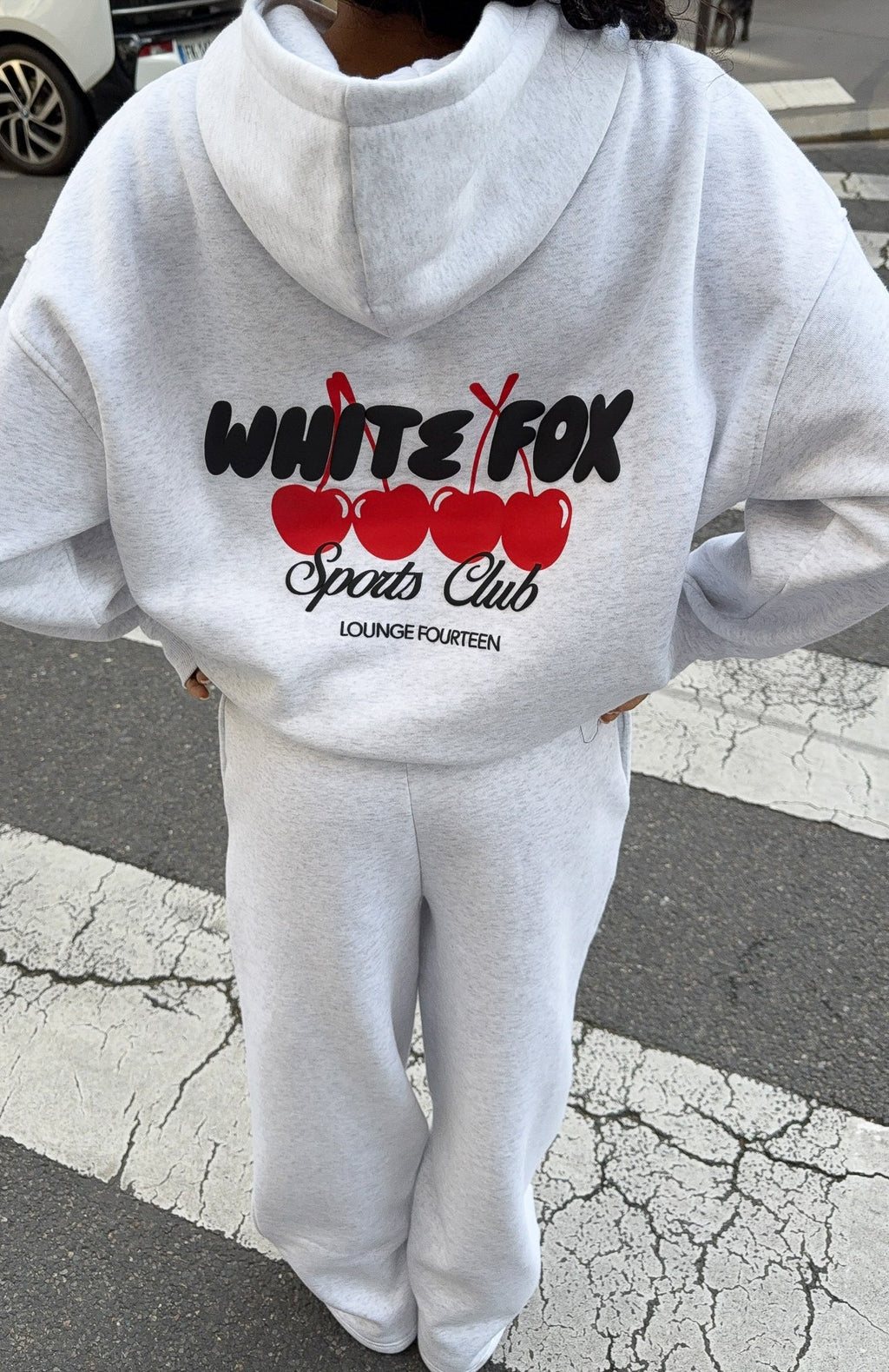 White Fox Club 14 Cassie Boxy Hoodie Grey Marle