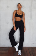White Fox Crushing Wide Leg Leggings Black