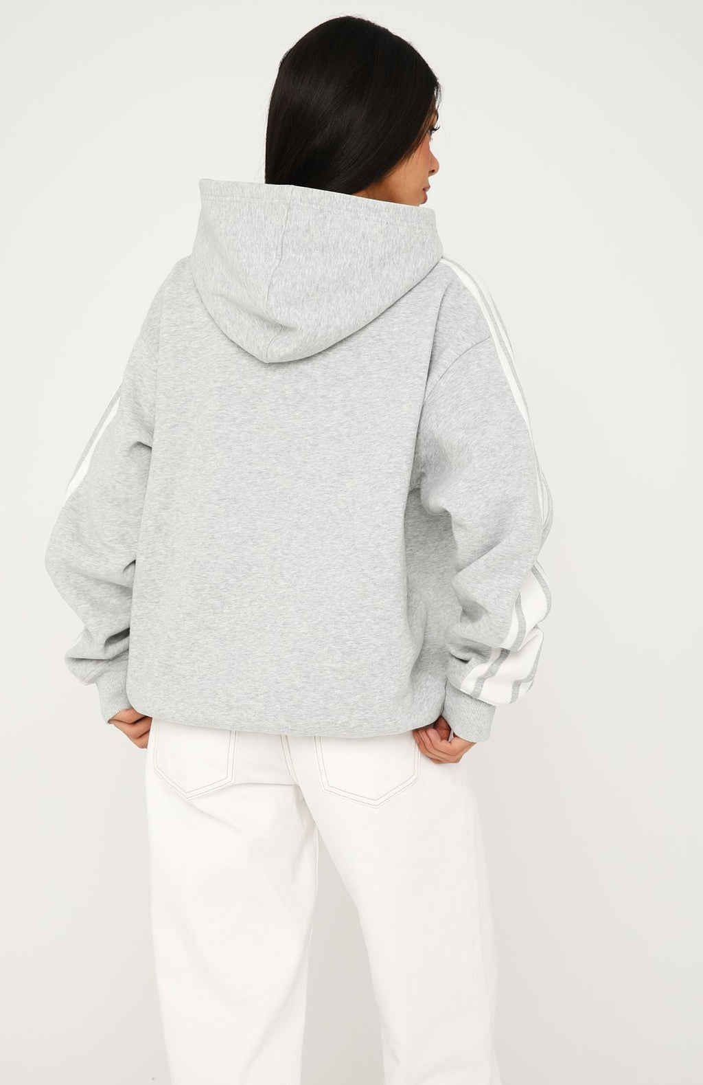 White Fox We're On A Roll Oversized Hoodie Dark Grey Marle
