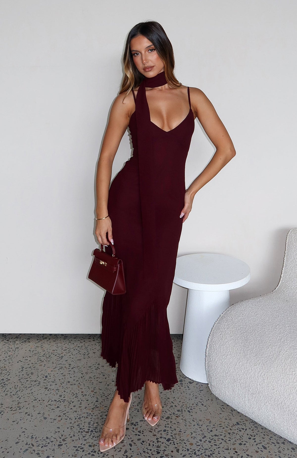 White Fox See You Later Maxi Dress Burgundy