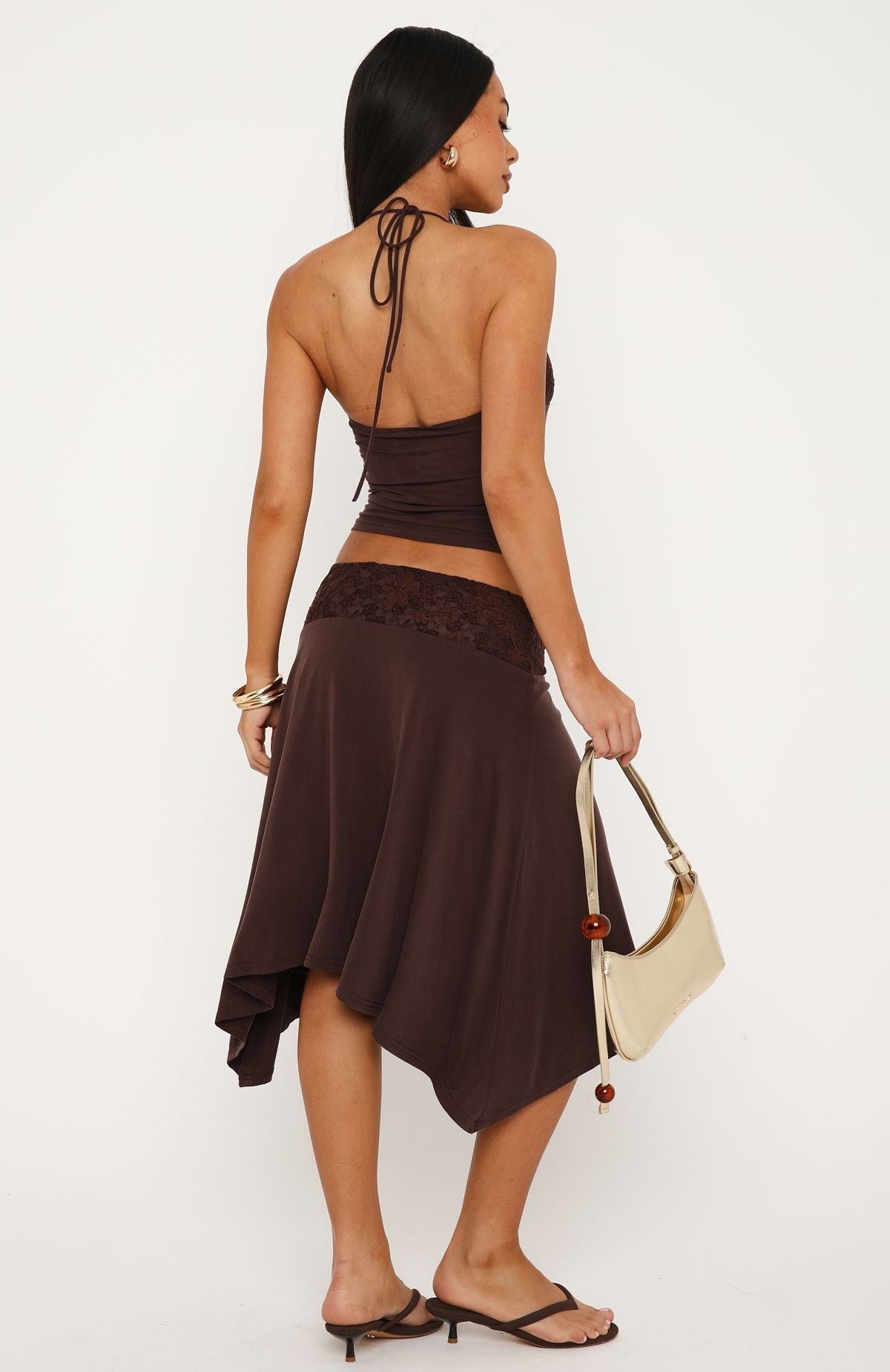 White Fox Cool Chaos Midi Skirt Chocolate