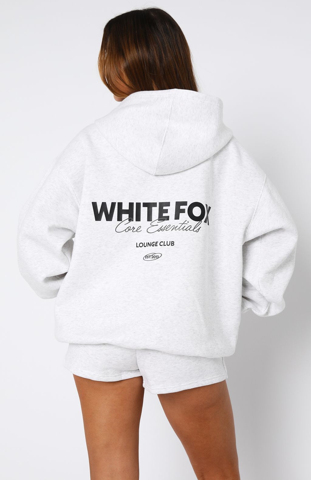 White Fox Core Essentials Zip Hoodie Grey Marle