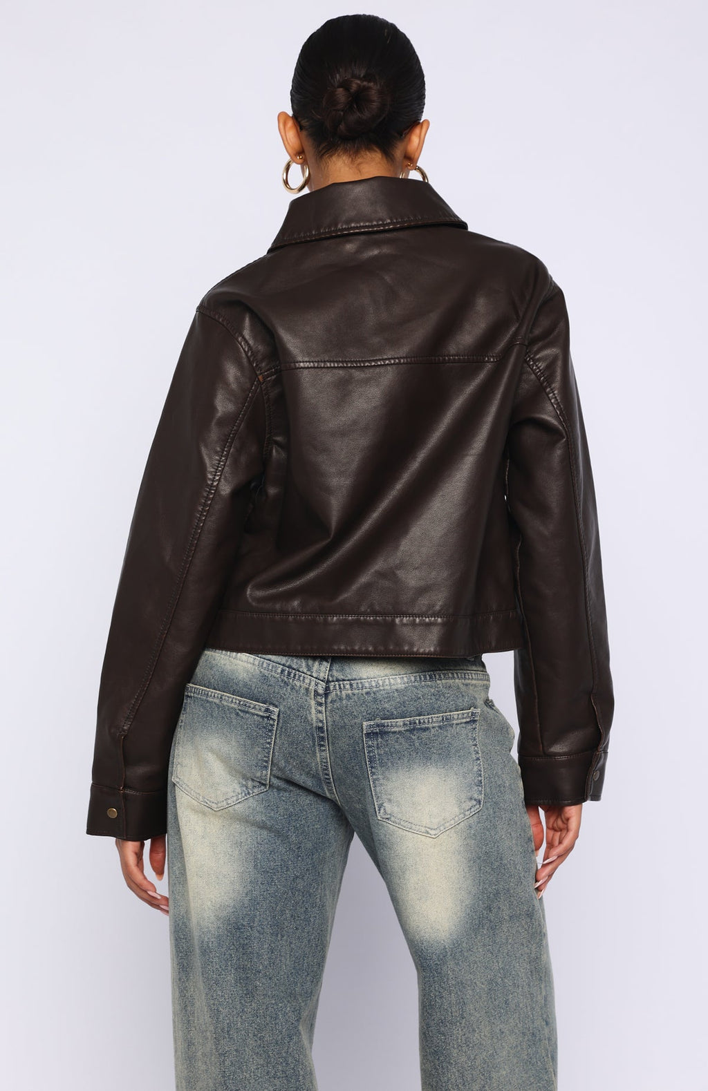 White Fox I Know Love PU Jacket Chocolate