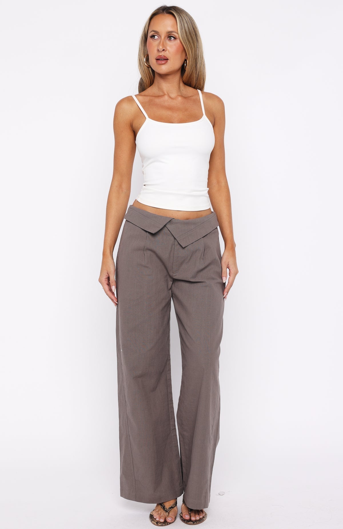 White Fox Starlight Riot Low Rise Pants Mocha