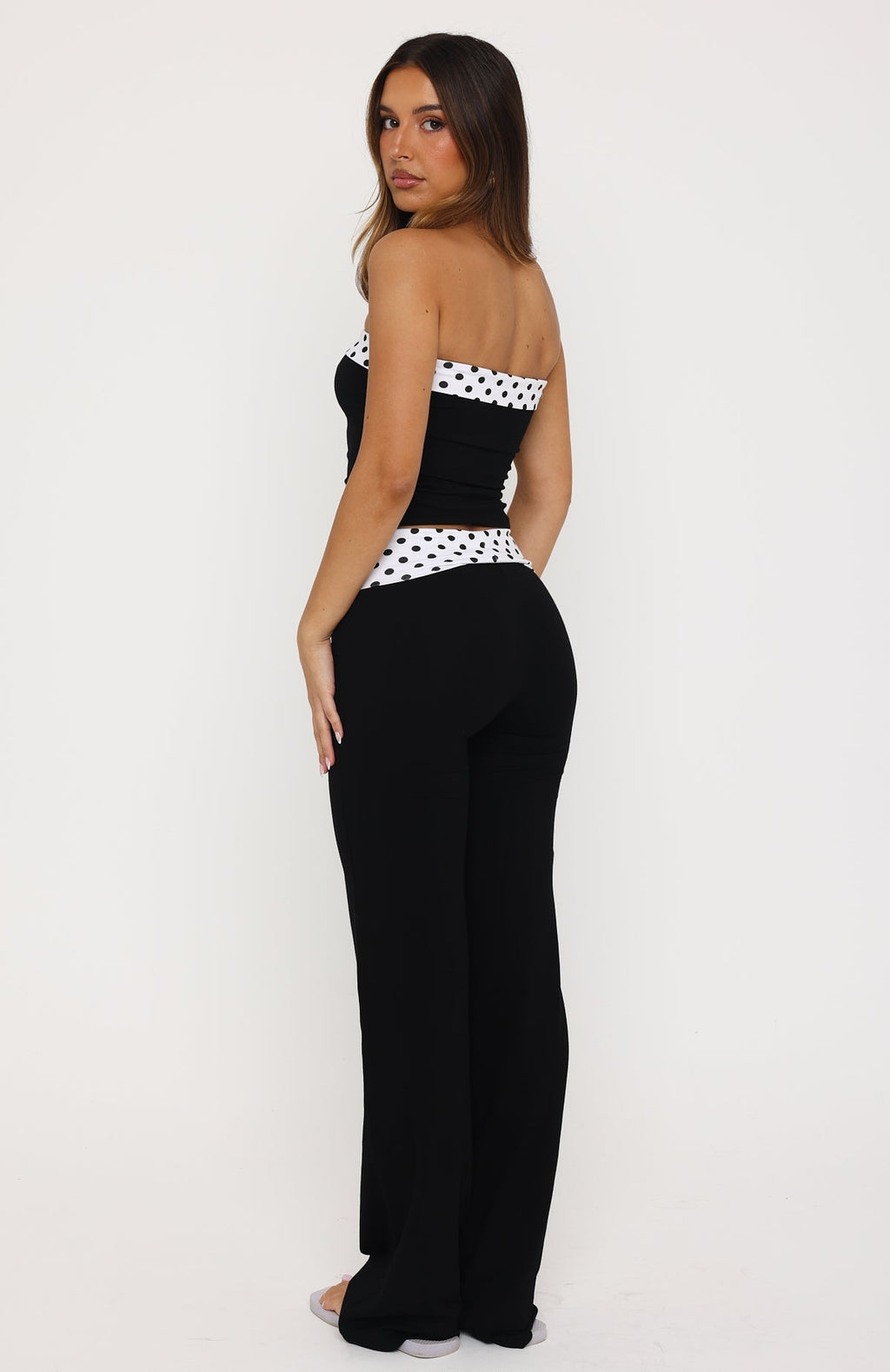 White Fox Never In Question Fold Over Pants Black/White Polka Dot