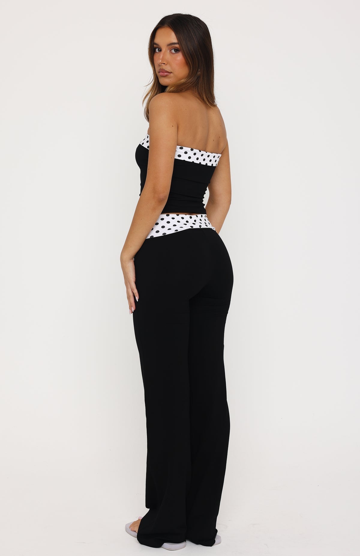 White Fox Never In Question Fold Over Pants Black/White Polka Dot