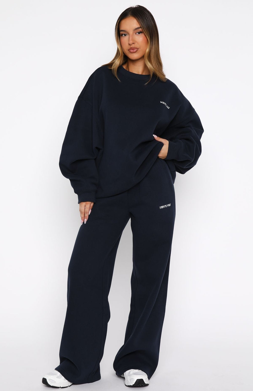 White Fox Test Drive Oversized Sweater Dark Navy