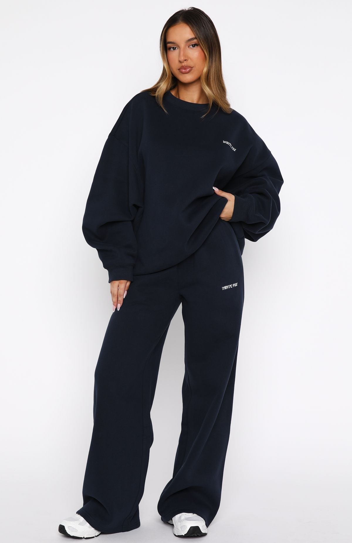White Fox Test Drive Oversized Sweater Dark Navy