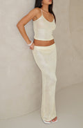 White Fox Star Shining Sequin Knit Maxi Skirt Lemon