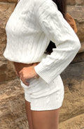 White Fox Cosy Kindness Knit Shorts Off White