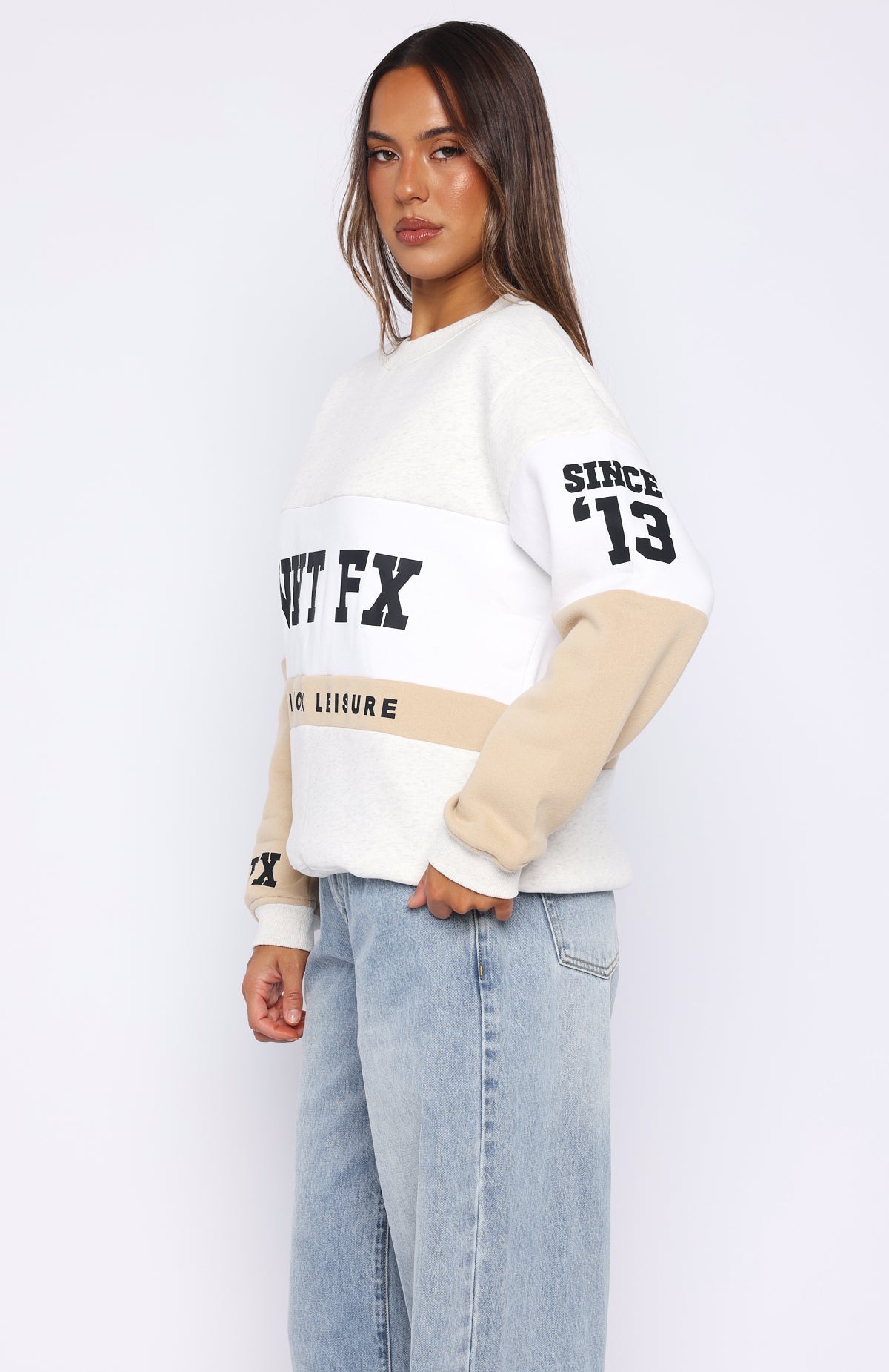 White Fox Latest And Greatest Oversized Sweater Neutral