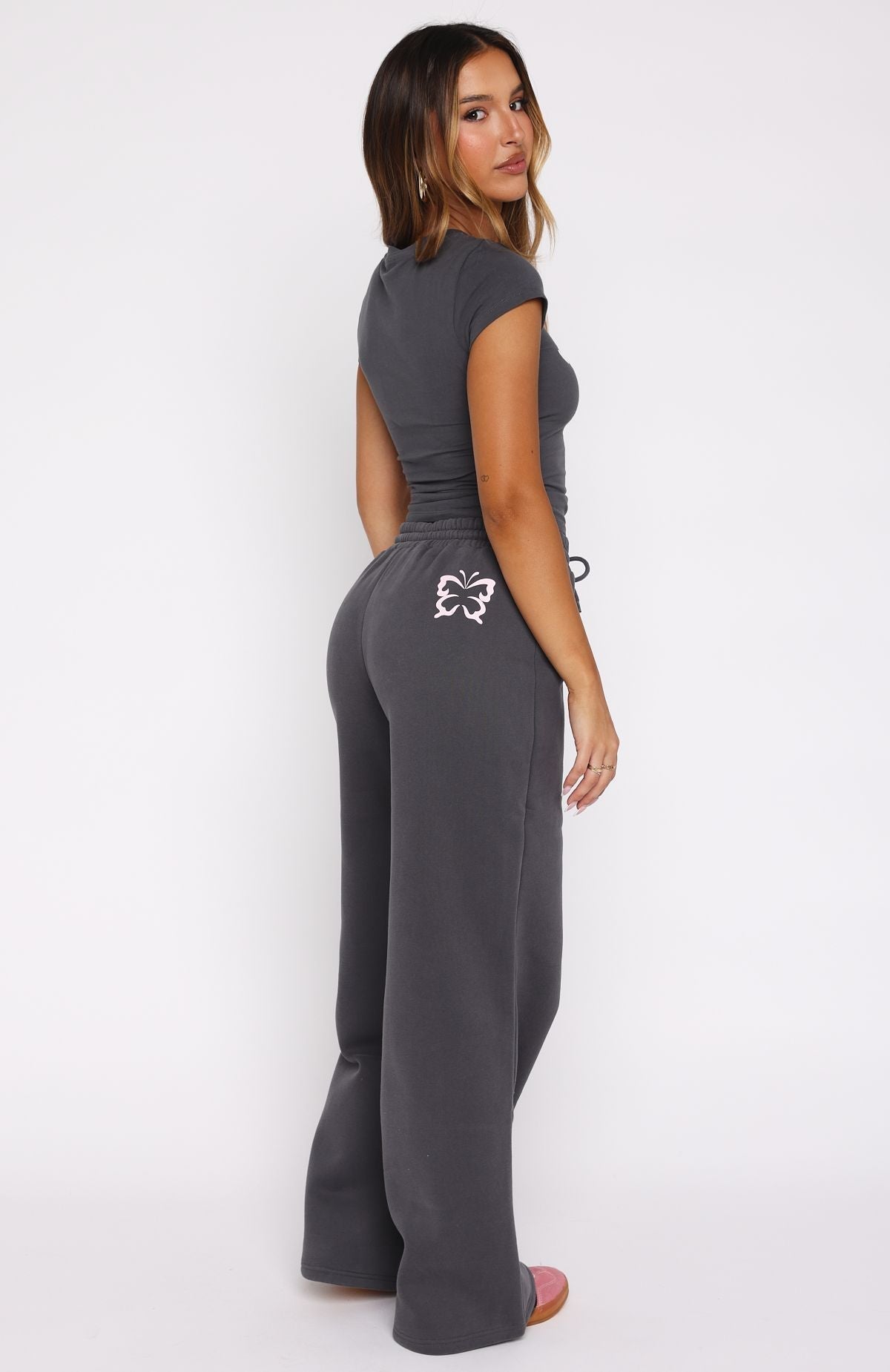White Fox Lucky Thirteen Audrina Wide Leg Sweatpants Volcanic