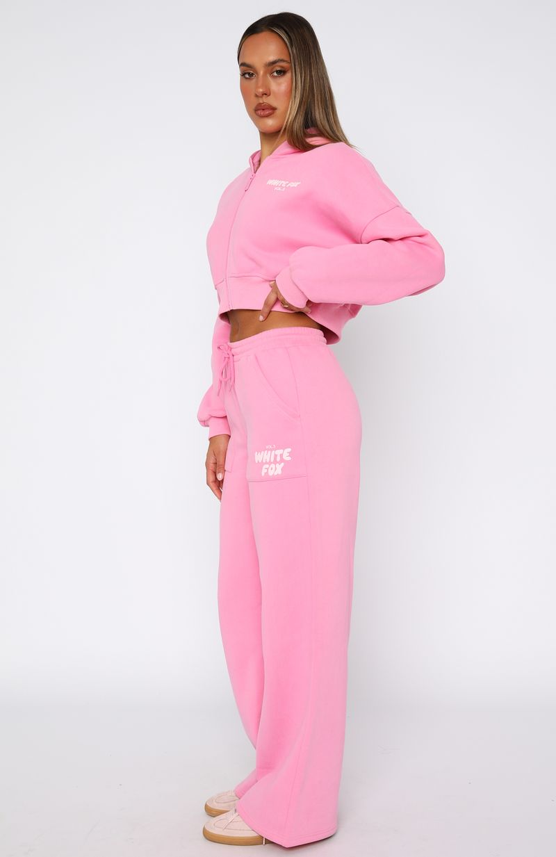 White Fox Offstage Wide Leg Sweatpants Bubblegum