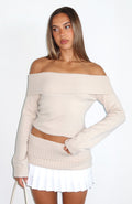 White Fox You Did It Again Mini Skirt Beige