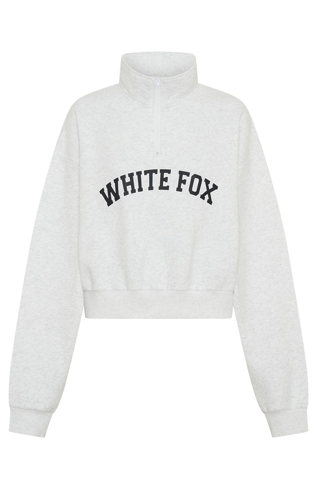 White Fox Let The Bells Ring Cropped Quarter Zip Sweater Grey Marle