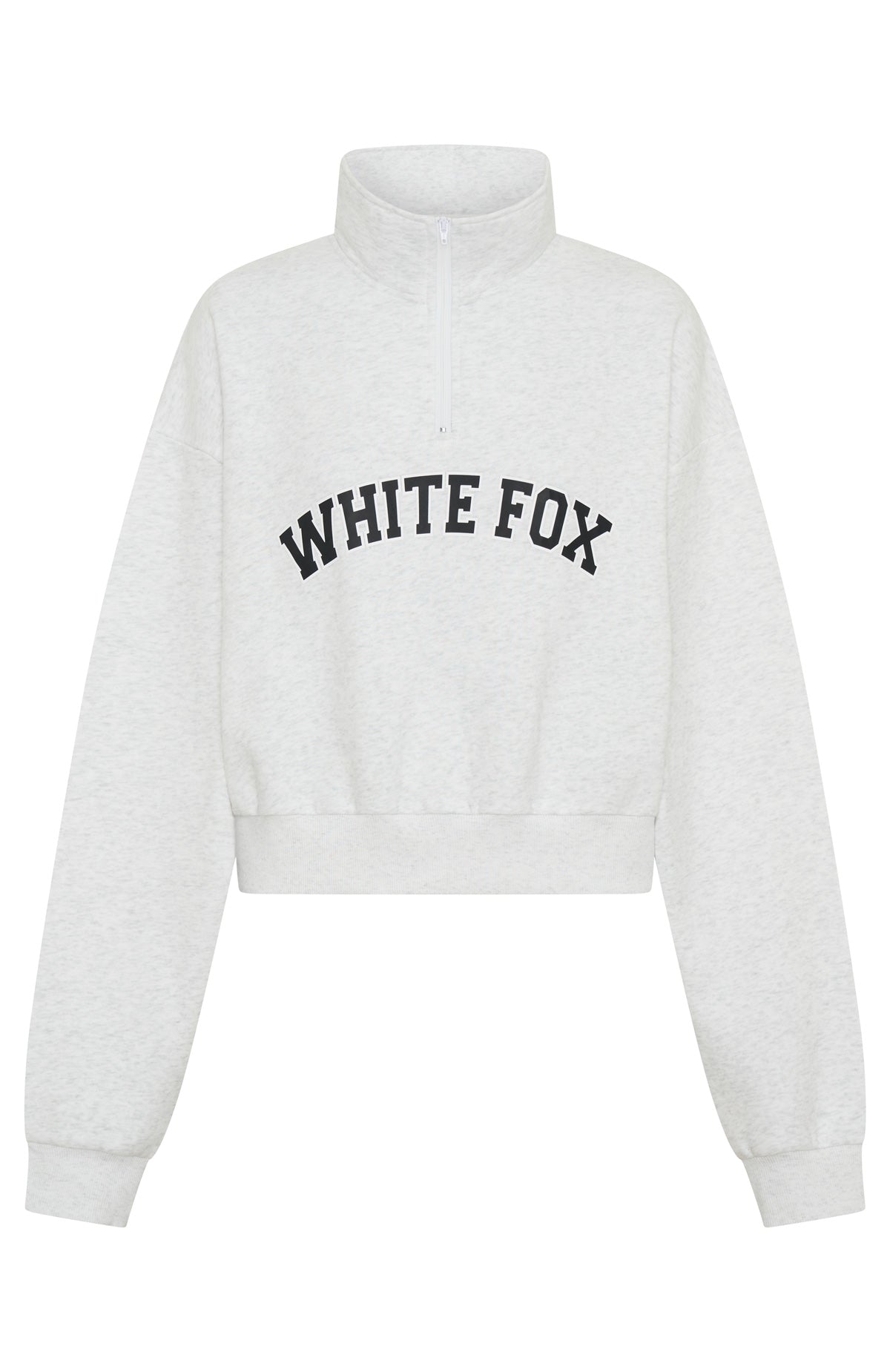 White Fox Let The Bells Ring Cropped Quarter Zip Sweater Grey Marle