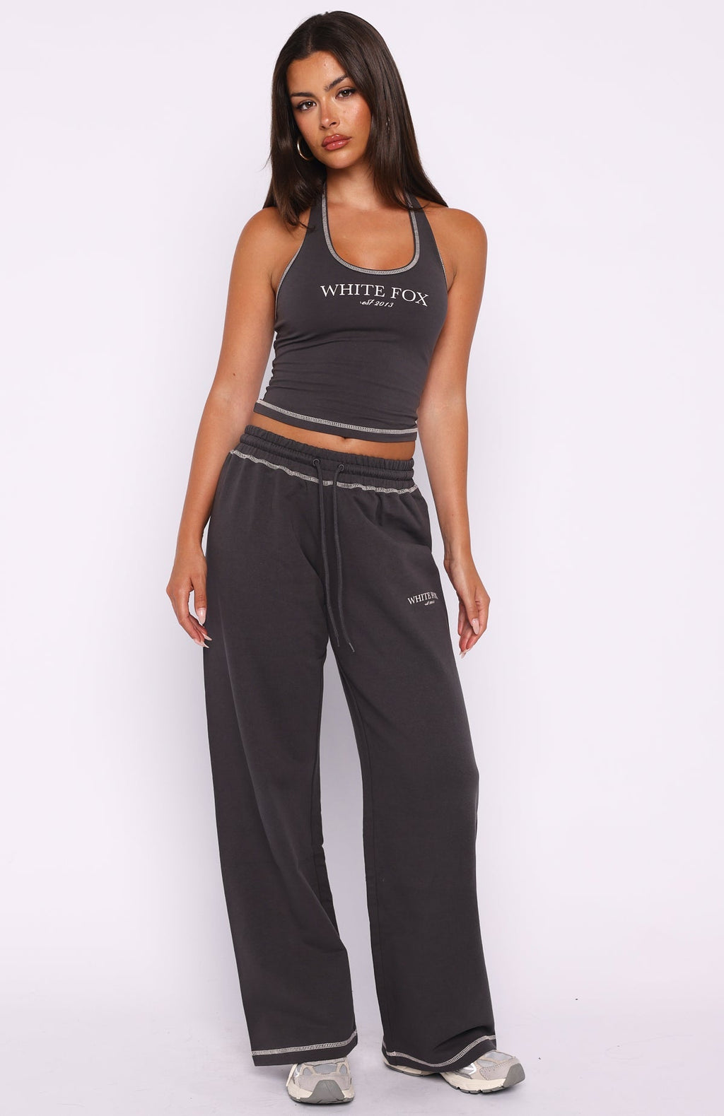 White Fox Chill In Style Track Pants Charcoal
