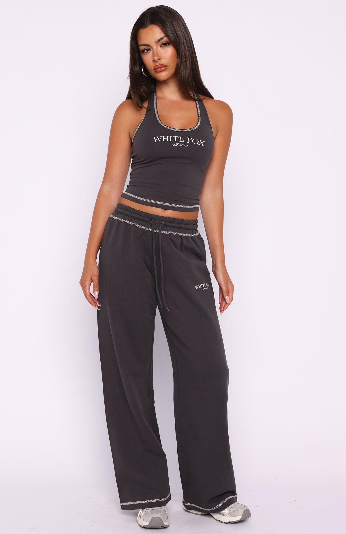 White Fox Chill In Style Track Pants Charcoal