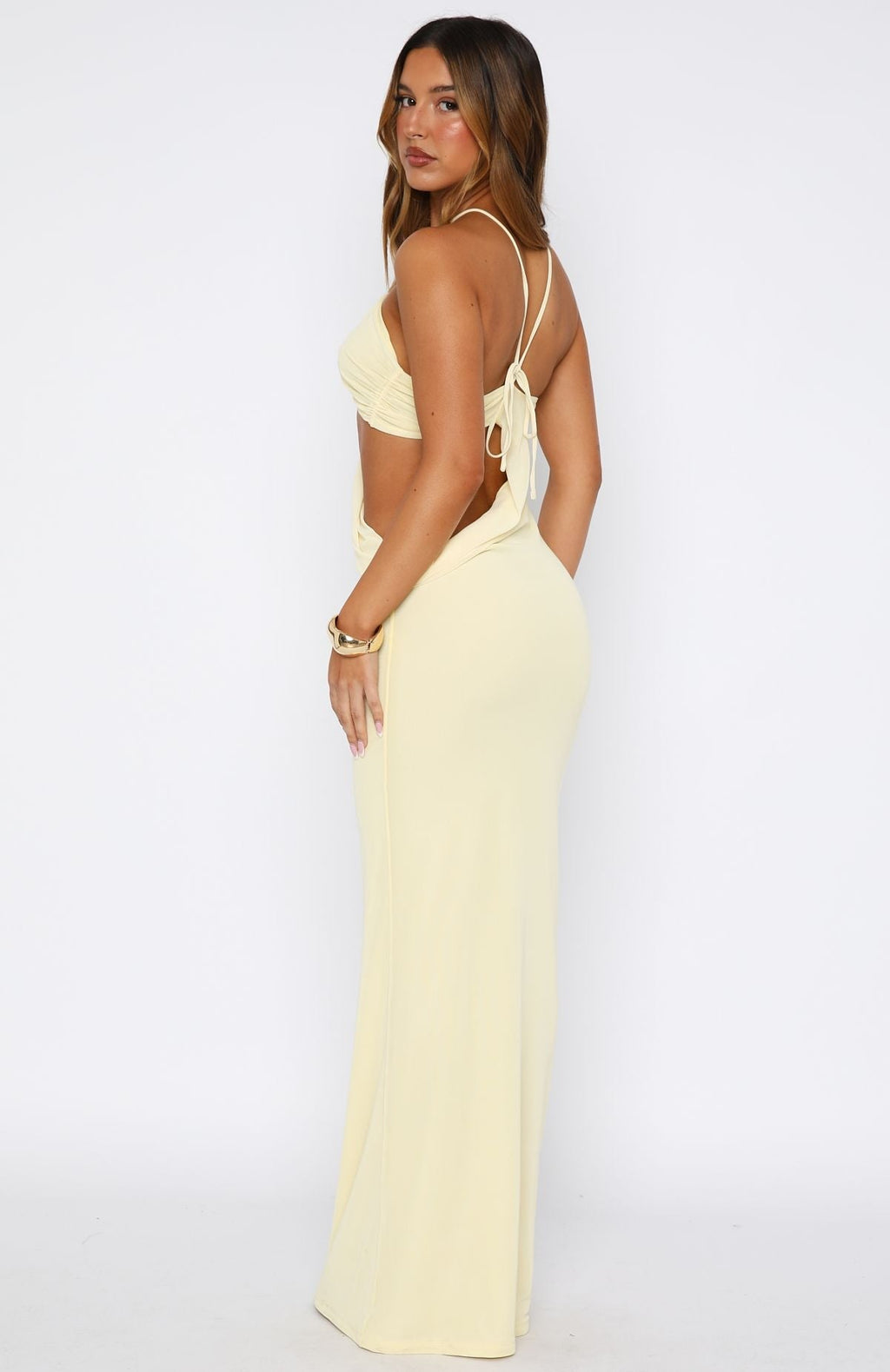 White Fox Monaco Moment Maxi Dress Lemon