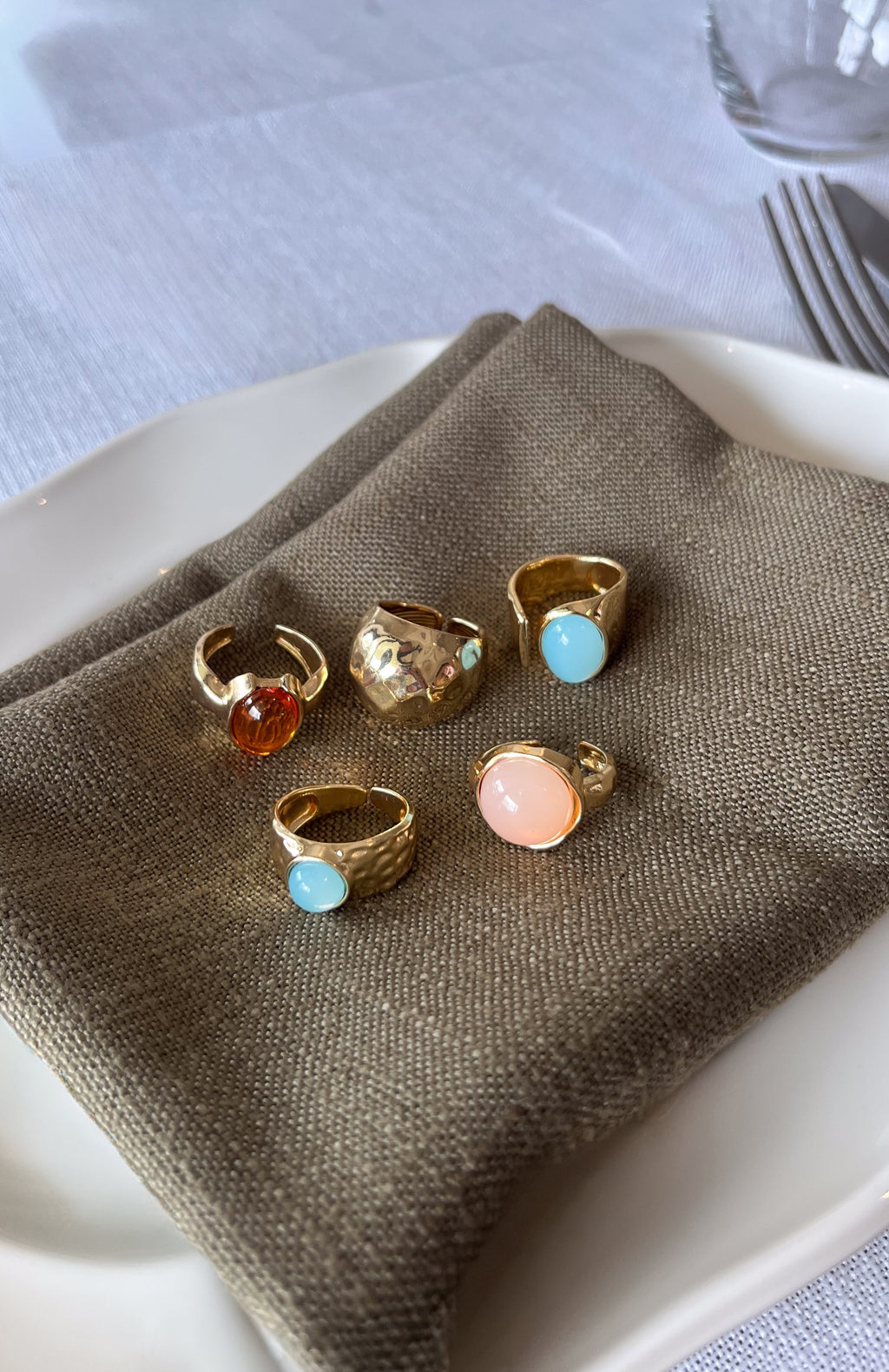 White Fox Emely Ring Set Gold/Multi