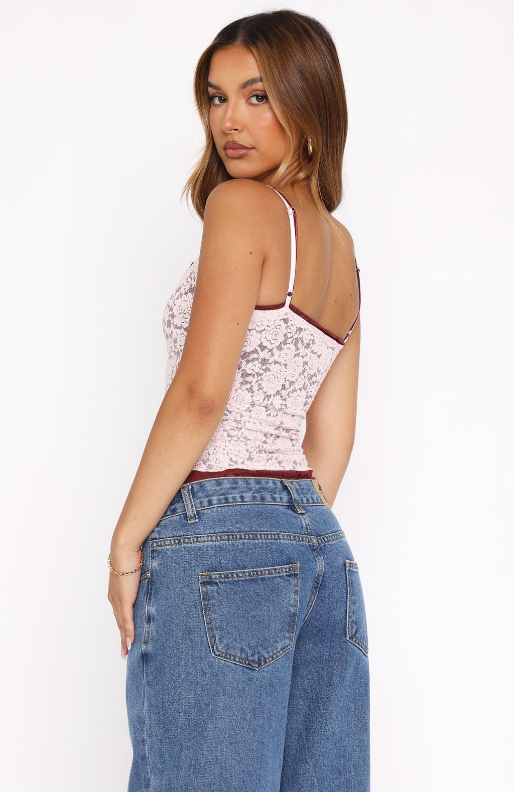 White Fox Lots Of Lust Lace Cami Baby Pink