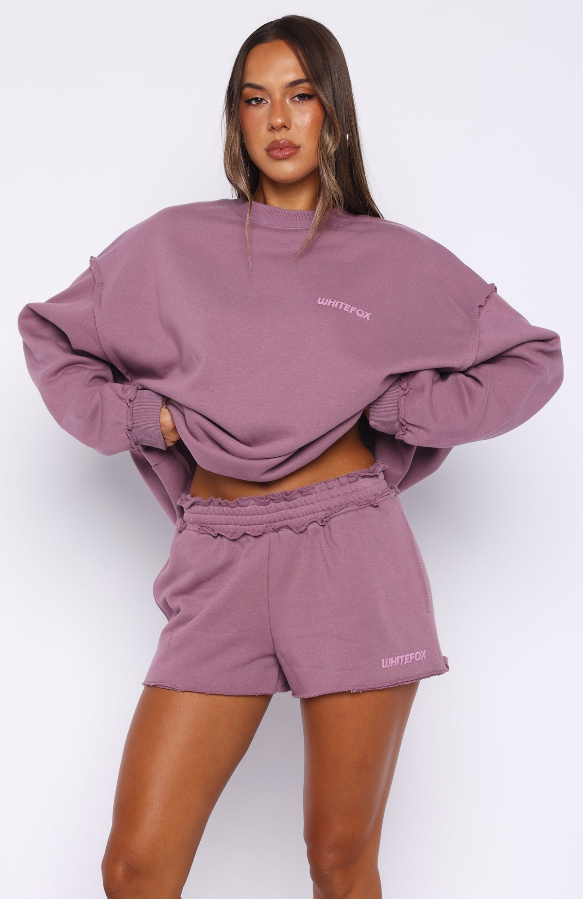 White Fox On My Own Terms Lounge Shorts Dusty Plum