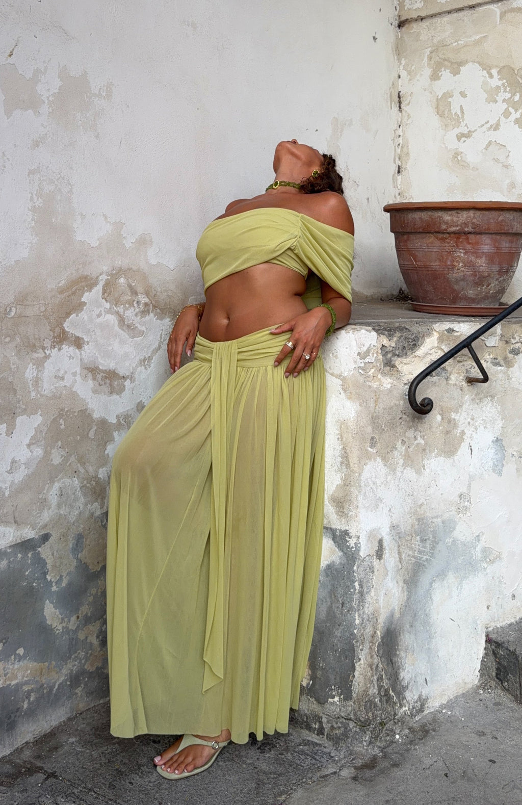White Fox Amore Ease Maxi Skirt Pistachio Mist