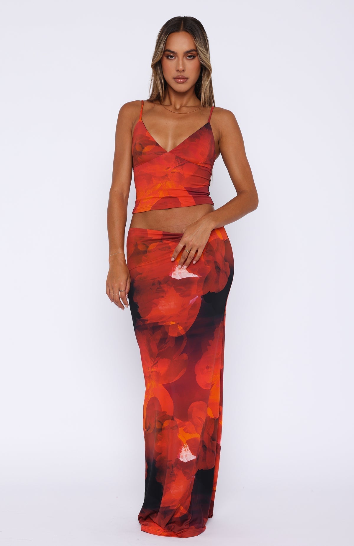White Fox Sweet Salutations Maxi Skirt Ember