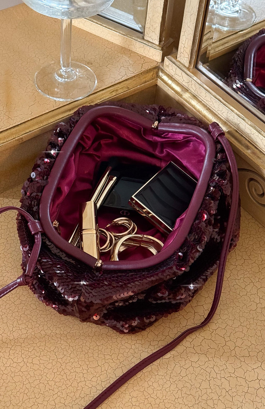 White Fox June Clutch Bag Burgundy