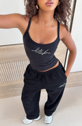 White Fox Know What You Want Singlet Top Black