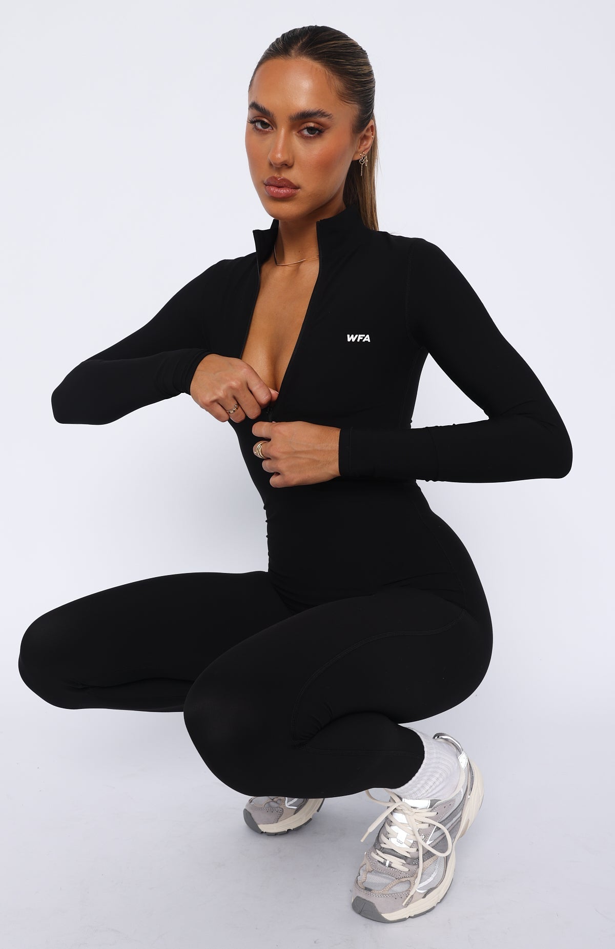 White Fox Exceed Long Sleeve Jumpsuit Black